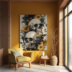 Dark Skull Art Print, Gothic Skeleton Painting for Home Decor DS03-06