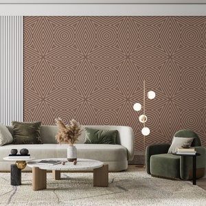 Bruin geometrisch abstract behang: boho-woonkamerdecoratie