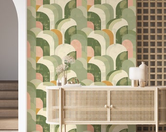 Retro Arch Wallpaper: Mid Century Modern Geometric Peel and Stick - SH09