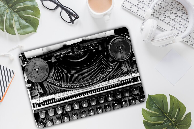 Typewriter Laptop Skin Vintage Vinyl Decal Sticker Dell Inspiron Hp