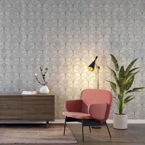 Gray Scandinavian Geometric Wallpaper: Retro Peel and Stick Mural