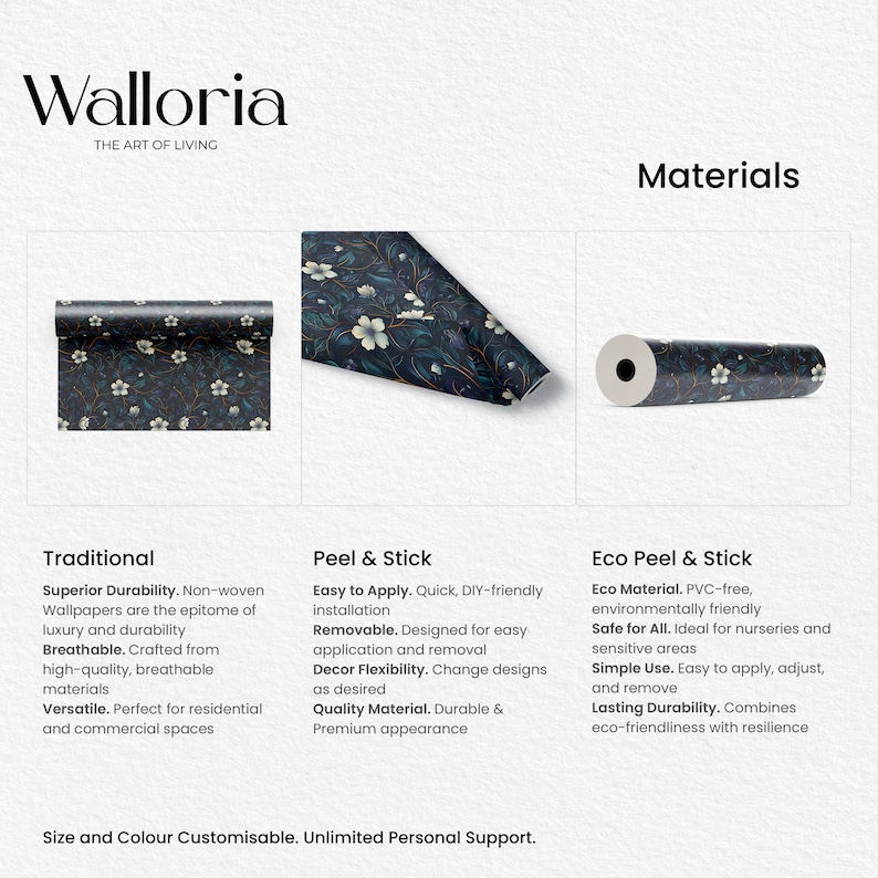 Immerse yourself in the beauty of nature with our Dark Botanical Peel and Stick Wallpaper. Featuring a secret garden of wildflowers, this maximalist accent wall decor brings a vibrant and lush feel to your space.