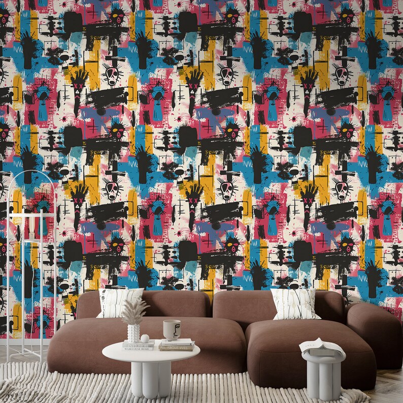 Buy Street Art Basquiat Print Wallpaper Graffiti Funky Wallpaper ...