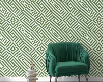 Boho Wallpaper Peel and Stick Wallpaper Green Wallpaper by Walloria GG07