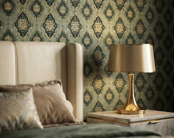 William Morris Green Wallpaper: Vintage Bohemian Peel and Stick Wall Art - VN22