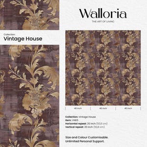 Enhance your home with our Removable Dark Red and Purple Wallpaper Roll, perfect for adding a touch of vintage charm and cottage style to any room. This wallpaper features a stunning vintage mural design in deep red and rich purple hues.