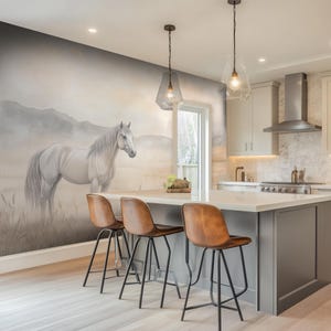 Personalized Horse Wall Mural: Scenic Vinyl Wallpaper