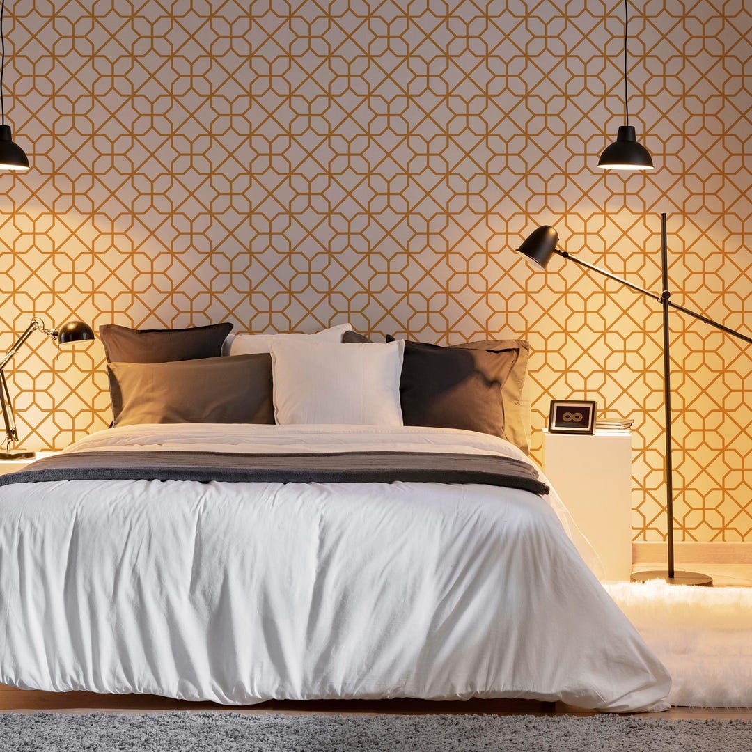 Gold Geometric Pattern Wallpaper | Modern Minimal Wall Decor - SM24 - Etsy