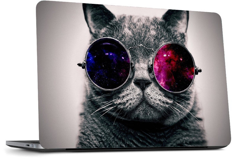Laptop Skin Cat In Galaxy Sunglasses Vinyl Decal Sticker Notebook Dell Hp Lenovo Asus Chromebook Acer Universal Skins Cover Any Laptop D201
