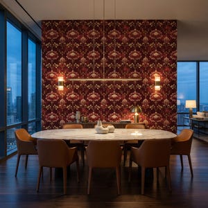 Vintage Burgundy Floral Wallpaper: Red Peel and Stick Mural