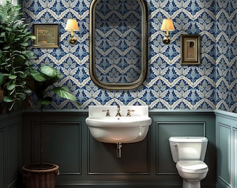 Tapete Damast Tapete: Vintage Tapete für Wohnzimmer, Badezimmer, Gästebuch, Akzentwand - VN31