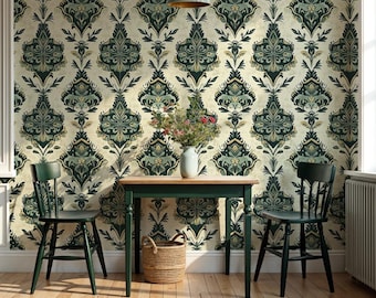 William Morris Art Nouveau Peel and Stick Wallpaper: Green Floral Wall Mural - VN103
