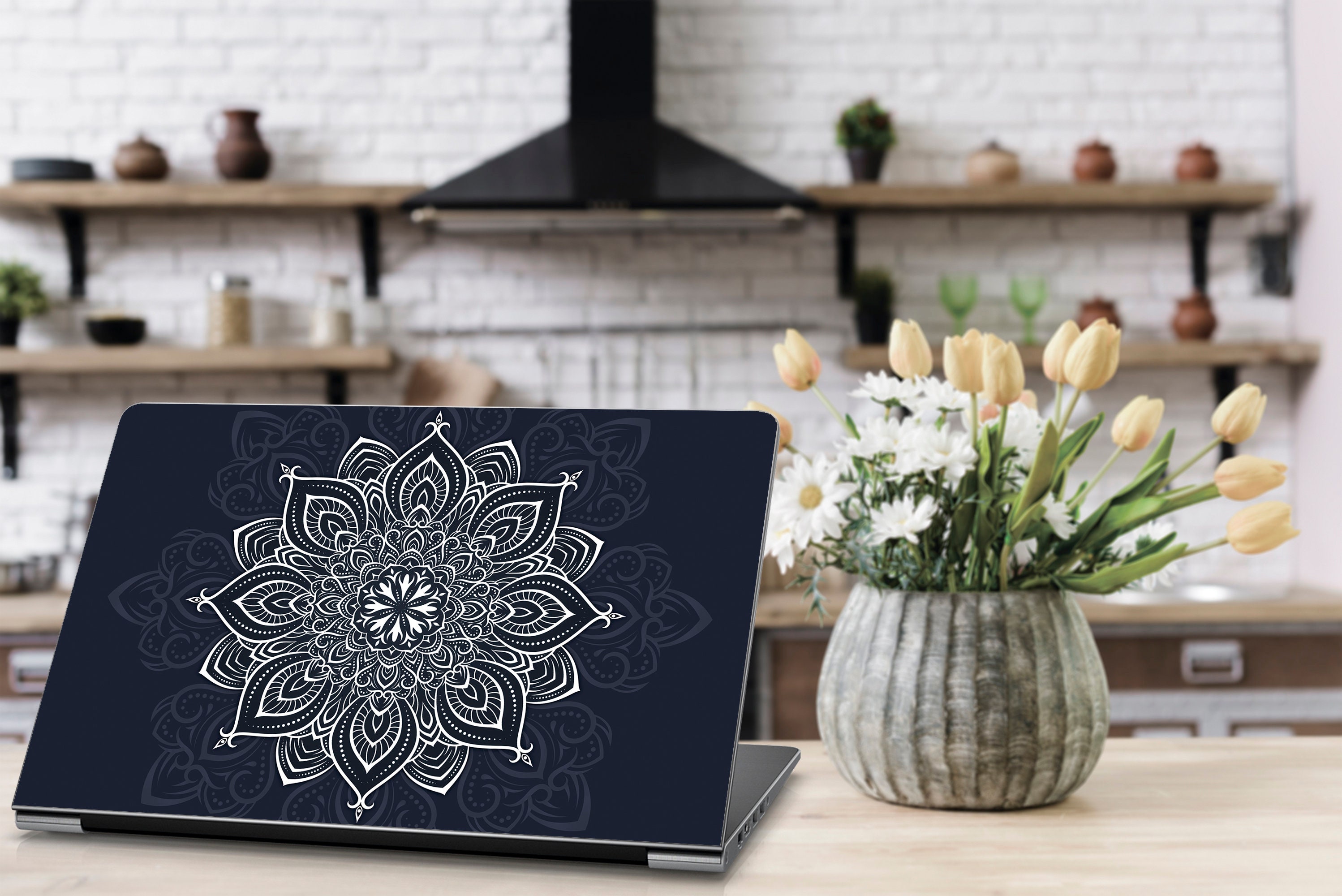 White Mandala Laptop Skin Vinyl Decal Sticker Dell Inspiron Hp Etsy