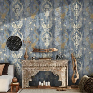 Enhance your bedroom with our Removable Art Nouveau Wallpaper, showcasing stunning William Morris patterns. This wallpaper brings a touch of retro wall art and bohemian mural charm to any space.