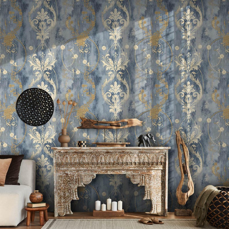 Enhance your bedroom with our Removable Art Nouveau Wallpaper, showcasing stunning William Morris patterns. This wallpaper brings a touch of retro wall art and bohemian mural charm to any space.