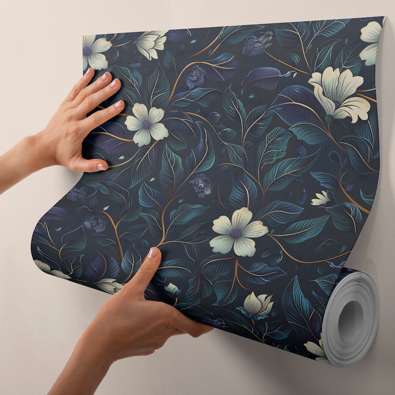 Immerse yourself in the beauty of nature with our Dark Botanical Peel and Stick Wallpaper. Featuring a secret garden of wildflowers, this maximalist accent wall decor brings a vibrant and lush feel to your space.