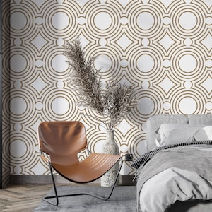 Art Deco Geometric Wallpaper: Peel and Stick Vinyl, Modern Wall Art