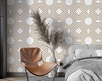 Art Deco Geometric Wallpaper: Peel and Stick Vinyl, Modern Wall Art