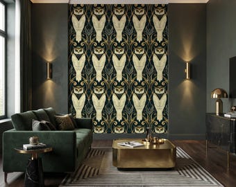 Art Deco Owl Wallpaper Mural: Whimsical Peel and Stick Decor - DB19