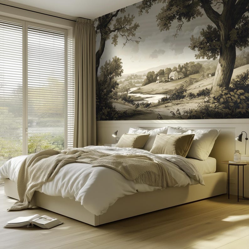 Vintage Landscape Mural Wallpaper: Classic Countryside Wall Art - RO17 ...