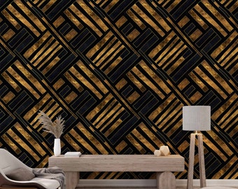 Papel pintado de moda de oro negro, papel pintado Art Deco moderno, Mural, decoración de pared oscura BG08