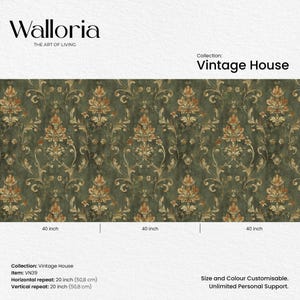 Enhance your home with our Vintage Dark Green Damask Removable Wallpaper. This wallpaper roll features an elegant bohemian damask pattern in rich dark green, ideal for adding a touch of vintage charm to any cottage or farmhouse decor.