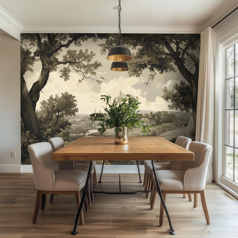 Vintage Landscape Mural Wallpaper: Classic Countryside Wall Art - RO17 ...