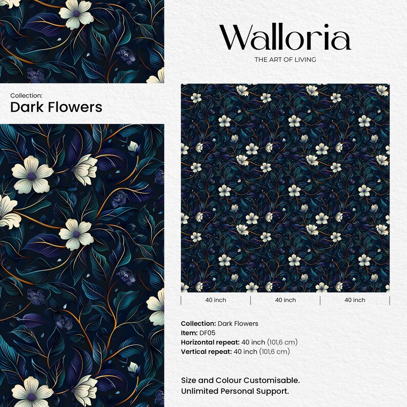 Immerse yourself in the beauty of nature with our Dark Botanical Peel and Stick Wallpaper. Featuring a secret garden of wildflowers, this maximalist accent wall decor brings a vibrant and lush feel to your space.