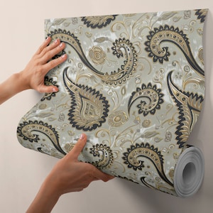 Paisley Peel and Stick Wallpaper: Art Deco Floral Mural