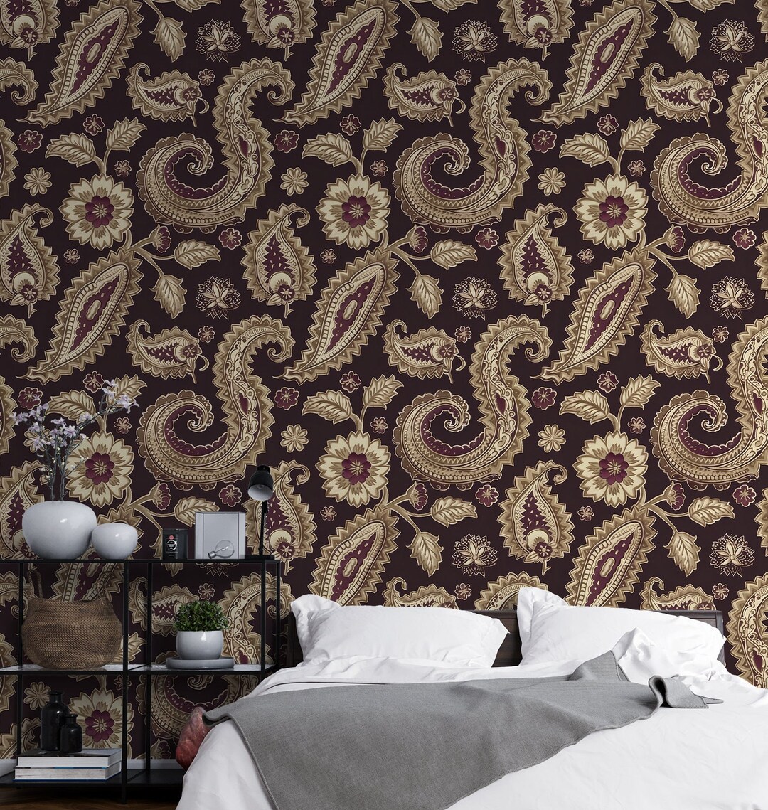 Dark Vintage Art Deco Wallpaper Retro Flowers Wallpaper Elegance