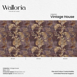Enhance your home with our Removable Dark Red and Purple Wallpaper Roll, perfect for adding a touch of vintage charm and cottage style to any room. This wallpaper features a stunning vintage mural design in deep red and rich purple hues.