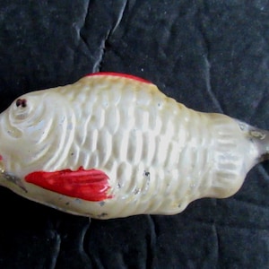 Vintage Fish Shaped Christmas Ornament, Blown Glass
