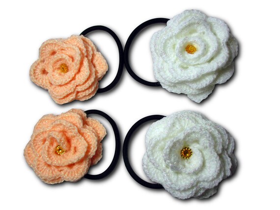 Crochet Elastique A Cheveux Roses Au Crochet Cheveux Liens