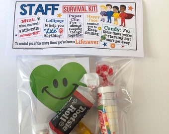 STAFF SURVIVAL Kit -Sweet Thoughts goody bag, Work, office, friends, co-workers, secretary, have a great day, smile, funny GAG BAg, employee