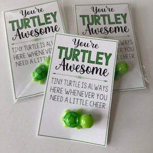 You&#39;re TURTLEY AWESOME - Tiny Turtle good luck charm, lucky charm - sweet thoughts gift, mom, friends, Teacher, gift, best friend gift bags
