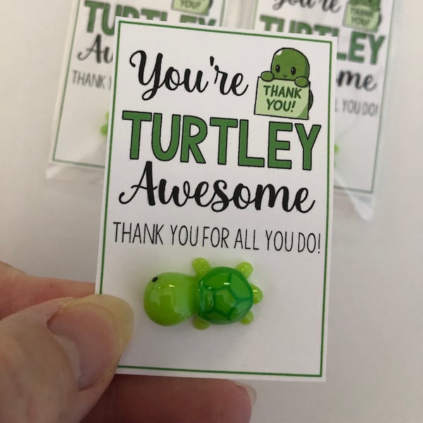 You're TURTLEY AWESOME, tiny turtle good luck charm gift bag, THANK You for All You Do! Appreciation Thank you Gift! mini gift bag turtles