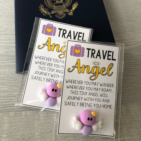 TRAVEL ANGEL mini adorable Angel, good luck charm, safe travels, tiny angel gift bag, travel companion, charm, wander, birthday, friend