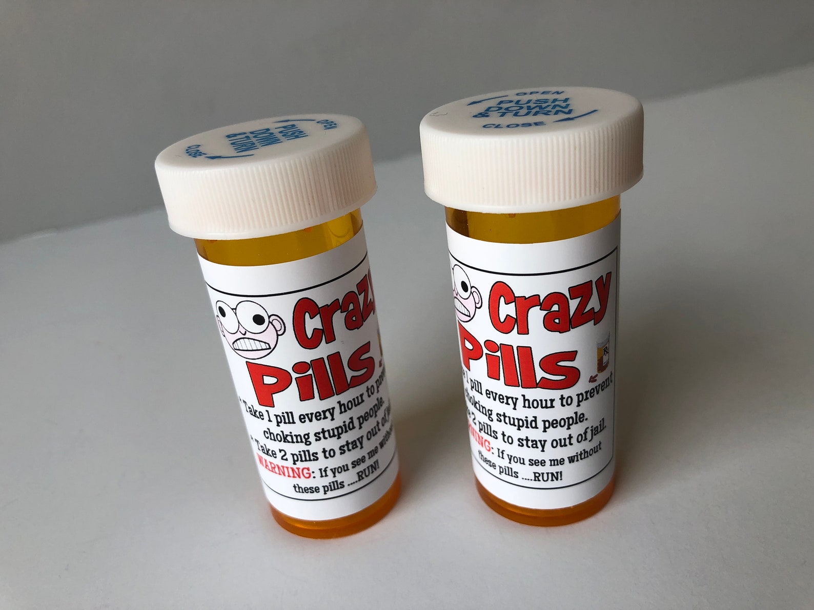 Gag Gifts Crazy Pills Medicine Bottle Funny Gifts White Etsy