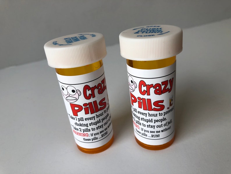 Gag Gifts Crazy Pills Medicine Bottle Funny Gifts White Etsy