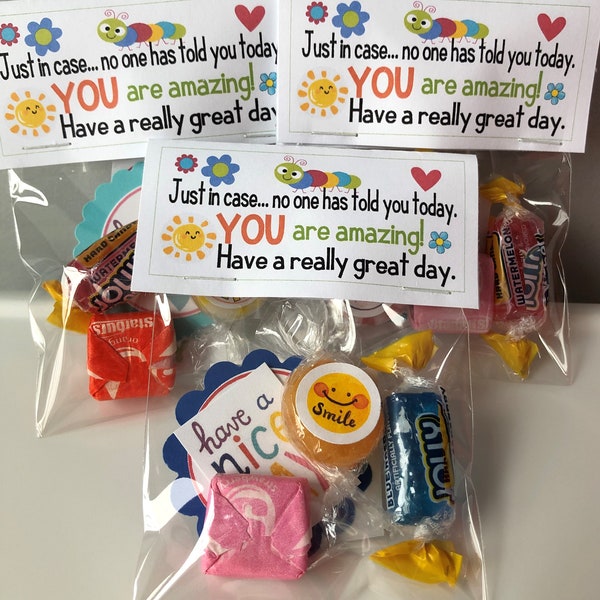 YOU Are AMAZING -Sweet Thoughts goody bag, Happy Birthday, friends, co-workers, secretary, have a great day, smile, funny Gag BaG, fun candy