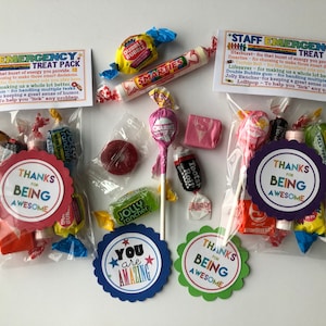 STAFF Emergency Treat Pack -Sweet Thoughts goody bag, Happy Birthday, friends, co-workers, secretary, have a great day, smile, funny GAG BAg