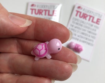 A Lucky Little TURTLE- pink- Tiny Turtle good luck, lucky charm -sweet thoughts gift, mom, friends, Teacher, gift, best friend,