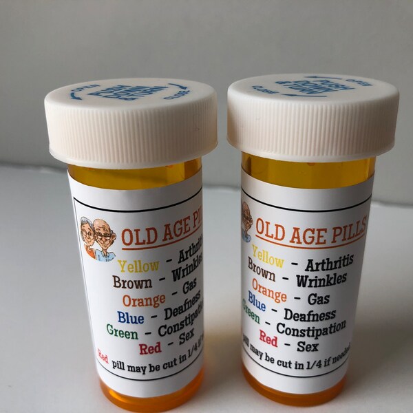 Regalos de mordaza - PÍLDORAS DE EDAD ANTIGUA - botella de medicina - regalos divertidos - elefante blanco - botella de prescripción - regalo de broma tonta de caramelo - cumpleaños - divertido