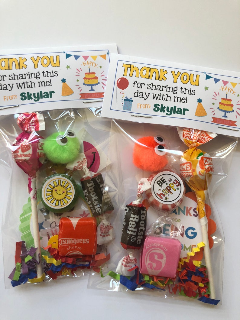 THANK YOU Birthday goodie bag PERSONALIZED Sweet Thoughts | Etsy