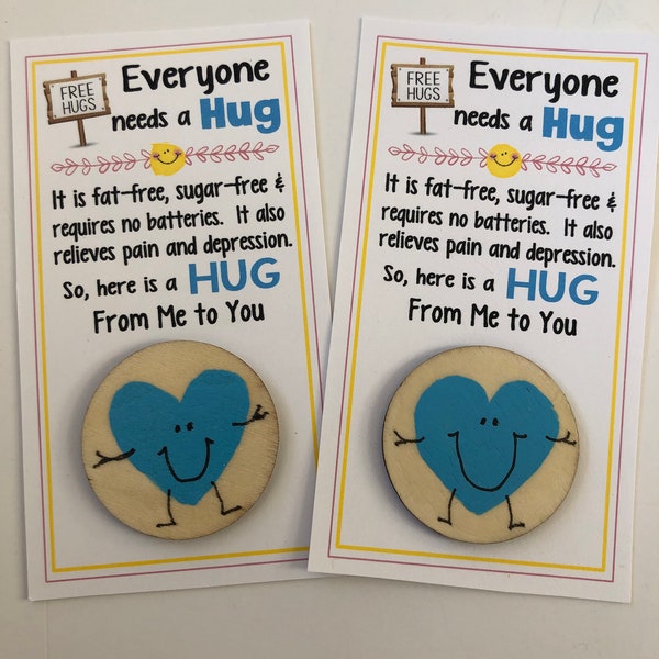 HUG gift bag - Large -Free Hugs- sweet thoughts gift, mom, friends, Teacher, gift for co workers, friend, sister, hand painted smiling heart