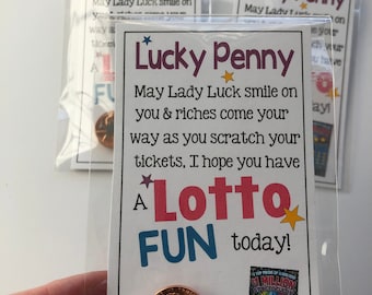 LUCKY LOTTO PENNY- sweet thoughts gift, Lottery , friends, Lucky Pennies, god, special gift, birthday, grandma, scratchers Lottery tickets