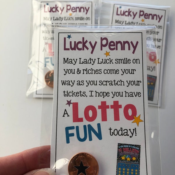 LUCKY LOTTO PENNY- sweet thoughts gift, Lottery , friends, Lucky Pennies, god, special gift, birthday, grandma, scratchers Lottery tickets