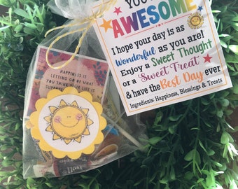 YOU are AWESOME! -Sweet Thoughts goody bag, Happy Birthday, friends, co-worker, secretary, have a great day, Office, employee appreciation