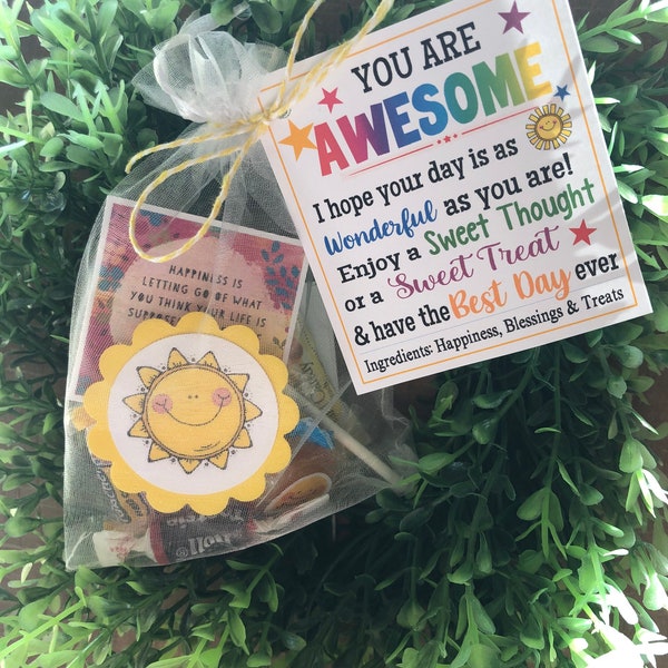 YOU are AWESOME! -Sweet Thoughts goody bag, Happy Birthday, friends, co-worker, secretary, have a great day, Office, employee appreciation