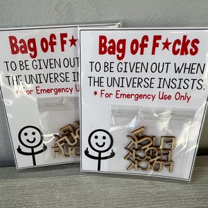 BAG of F*CKS - Funny Gag Bag mini gift, white elephant, friends, work secret Santa, middle finger, joke gifts, co worker, birthday card